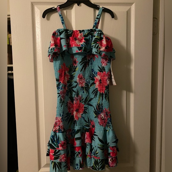 RARE EDITIONS - TROPICAL SMOCKED NECK - Picture 1 of 8